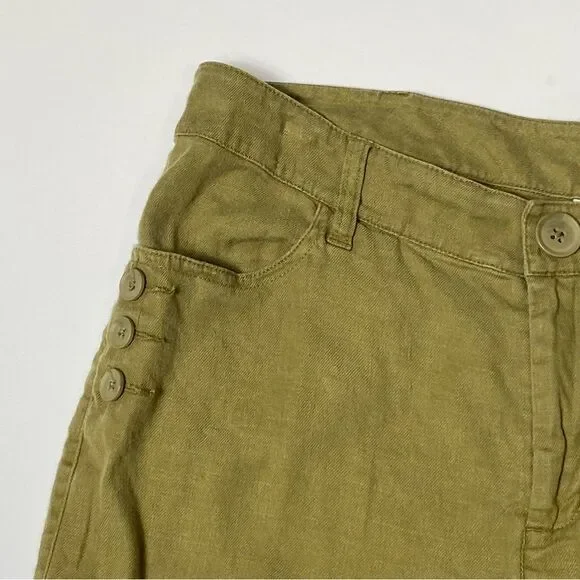 Cabi Charlie Linen / Lyocell Blend Olive Green Wide Leg Trouser Pants Women's 8 - Picture 9 of 14